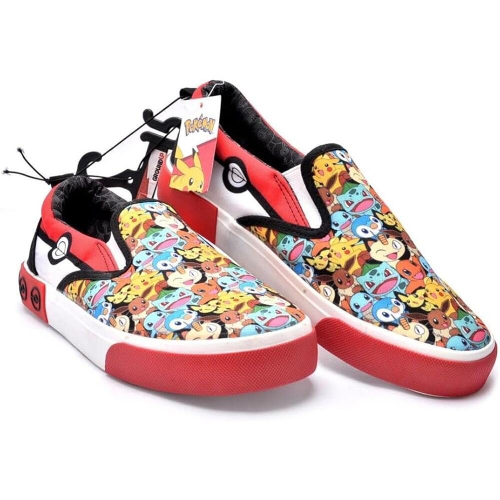 Pokemon Boy's The Original Four Types Low Top Slip On Shoes Size 13